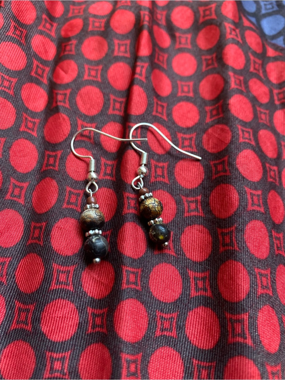 Brown and Black Beaded Drop Earrings — Lightweight Everyday Style